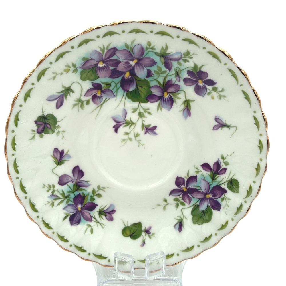 FEBRUARY Royal Albert Violets SAUCER Flower of the Month Bone China England Gold